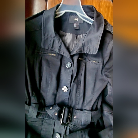 H&M Trench Jacket , Black, Size 8 - Picture 3 of 6